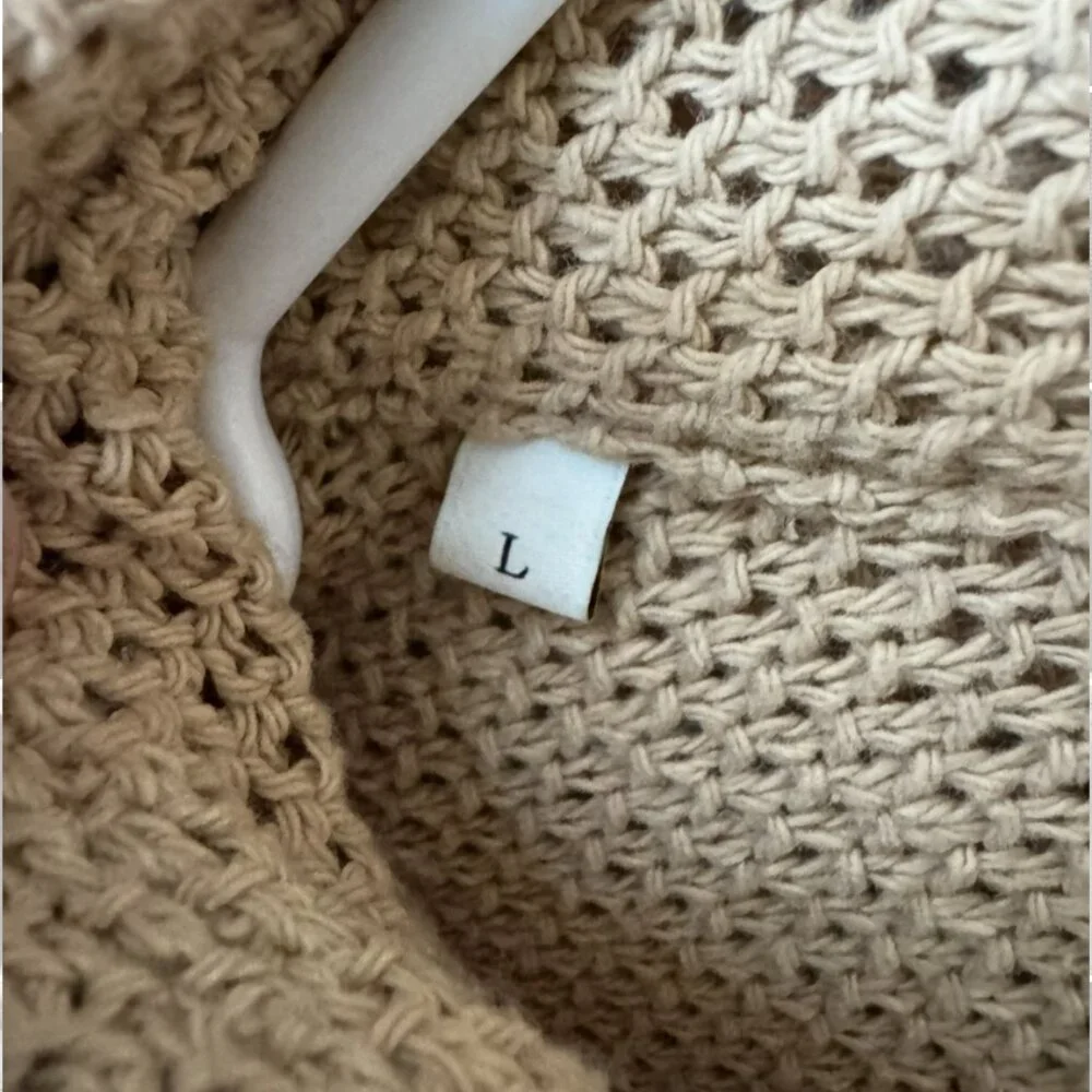 Sandro Tan Mesh Long Sleeve Shirt in Large - Picture 4 of 10